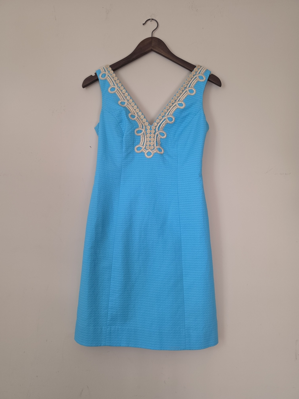 Lilly Pulitzer Turquoise V-Neck Embellished Midi Dress